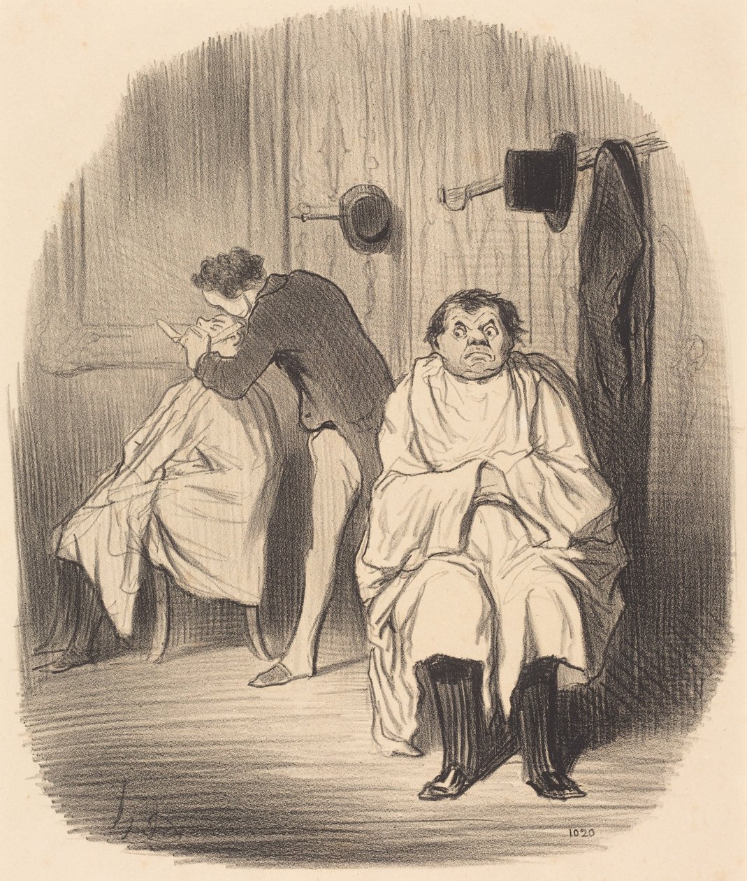 Teufel!... es scheint, dass der Rasierer nicht gut ist... von Honoré Daumier