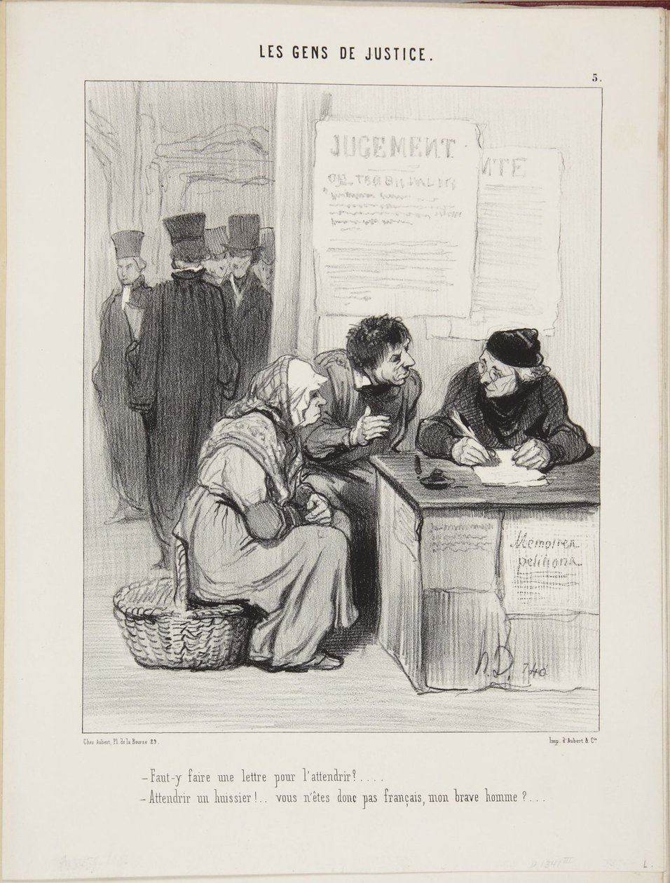 Soll man einen Brief schreiben, um ihn zu erweichen?...Einen Gerichtsvollzieher erweichen!...Sie sind also kein Franzose, mein guter Mann?... von Honoré Daumier