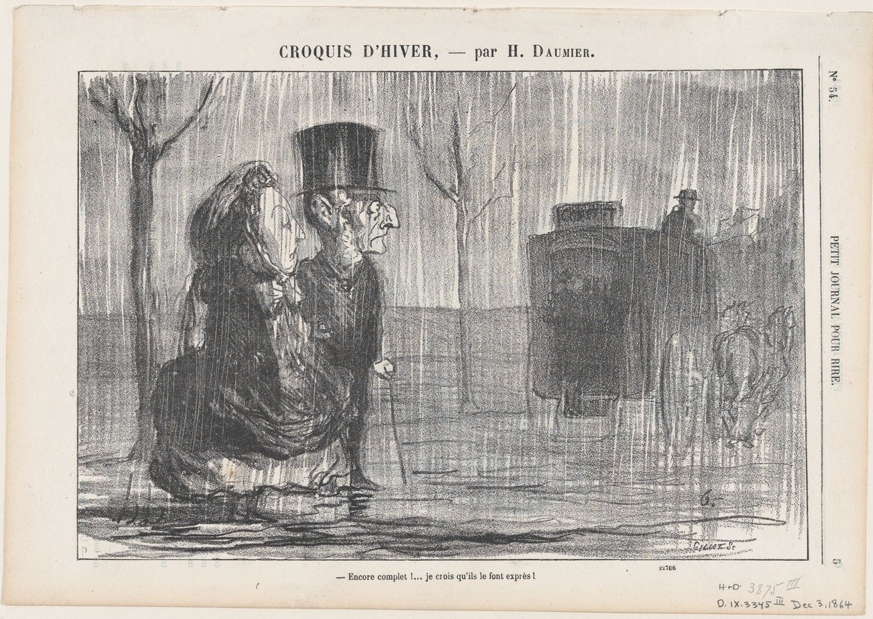 Wieder voll... Ich glaube, sie machen das absichtlich!, aus "Winter Skizzen" von Honoré Daumier