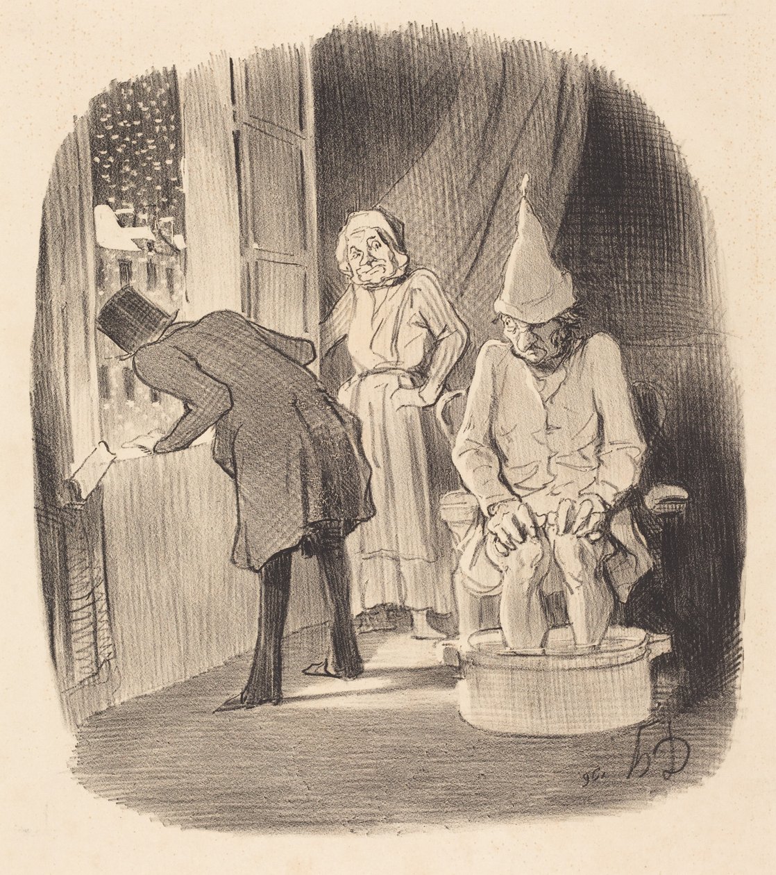 Unannehmlichkeit, seine Unterkunft zu beziehen... von Honoré Daumier