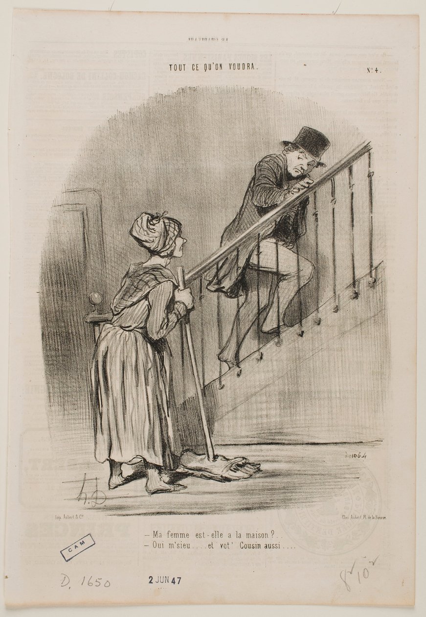 Ist meine Frau zu Hause? von Honoré Daumier
