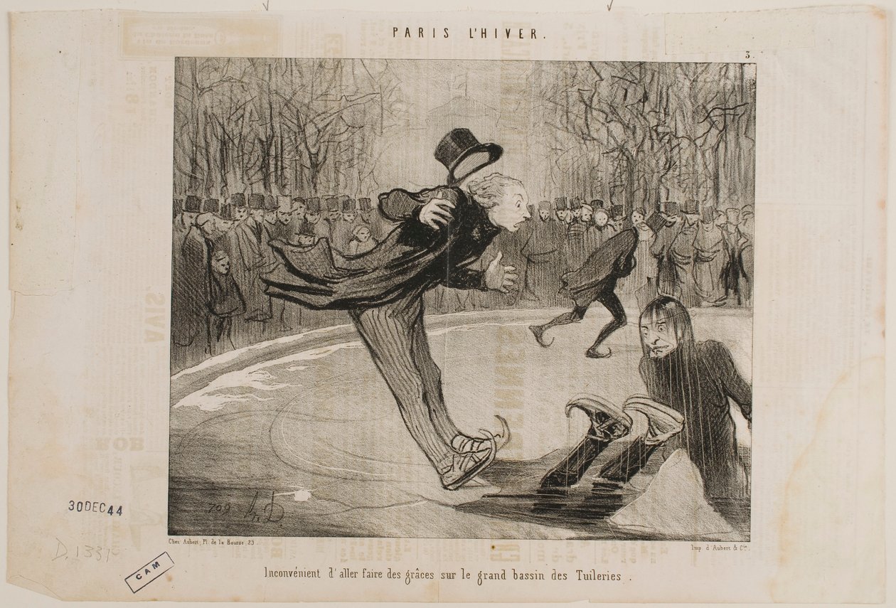 Es ist schwierig, auf dem großen Teich der Tuileriengärten anzugeben. von Honoré Daumier