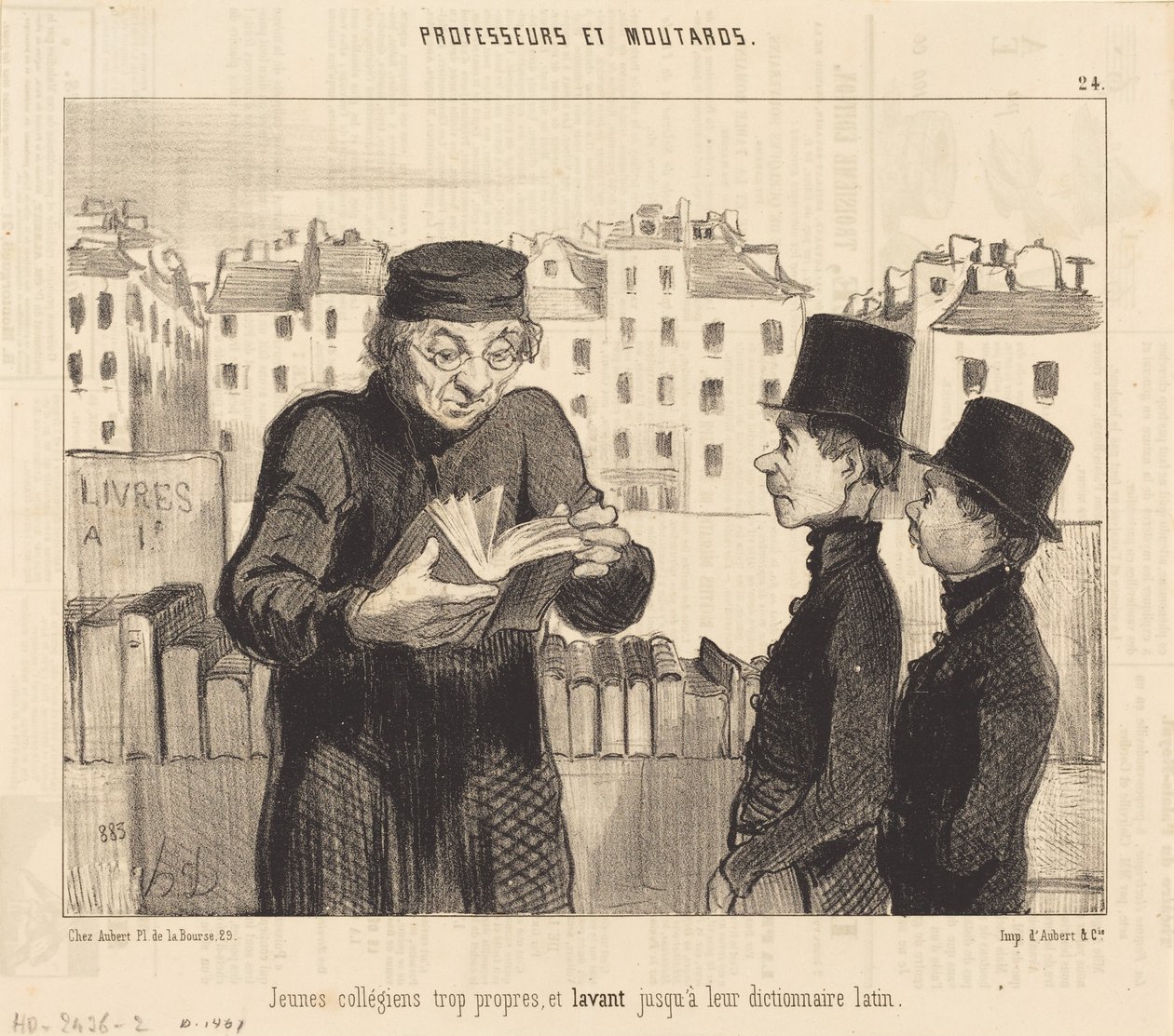 Junge Schüler... waschen sogar ihr lateinisches Wörterbuch von Honoré Daumier