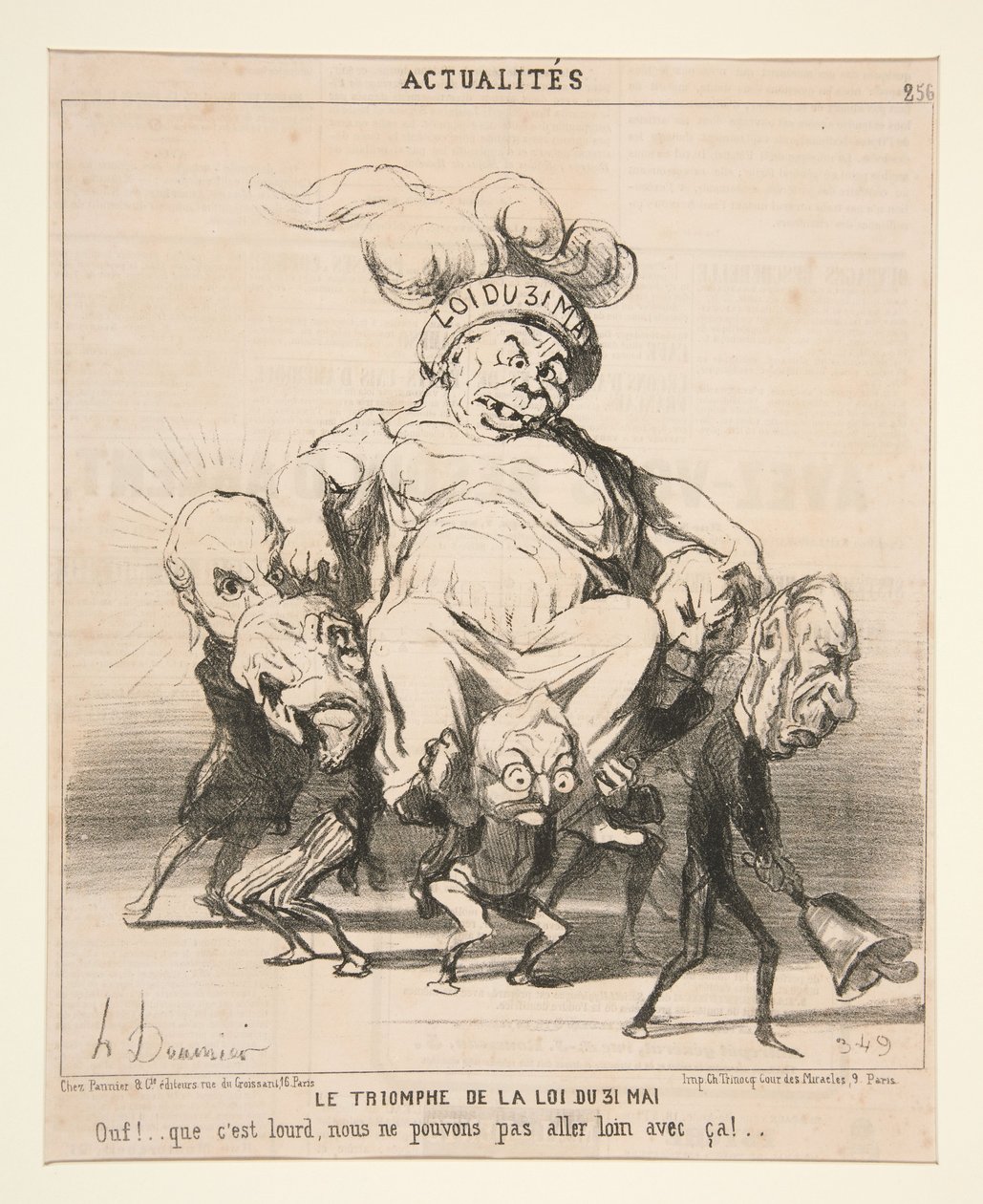 Der Triumph des Gesetzes vom 31. Mai / Ouf! . . das ist schwer, wir kommen damit nicht weit! . . , pl. 256 aus der Serie Neuigkeiten des Tages von Honoré Daumier