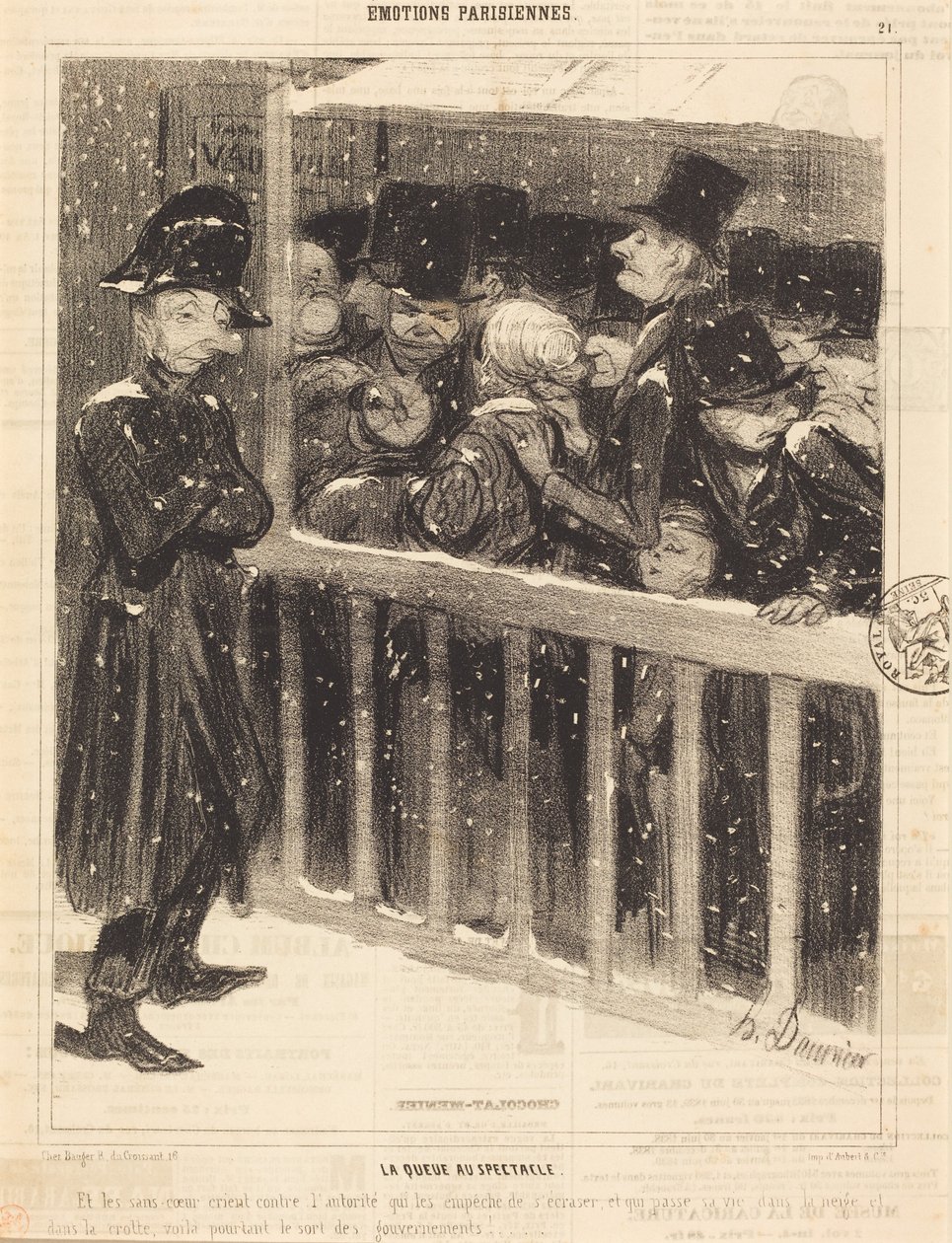 Die Warteschlange am Theater von Honoré Daumier