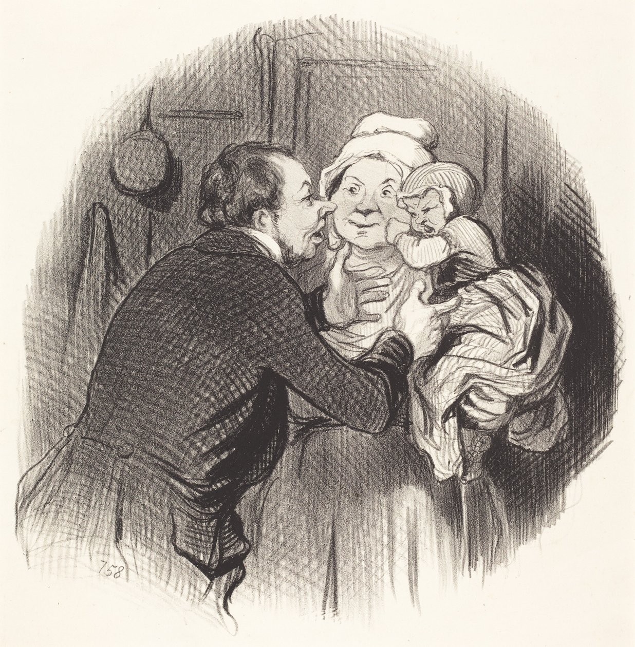 Der Besuch bei der Amme von Honoré Daumier