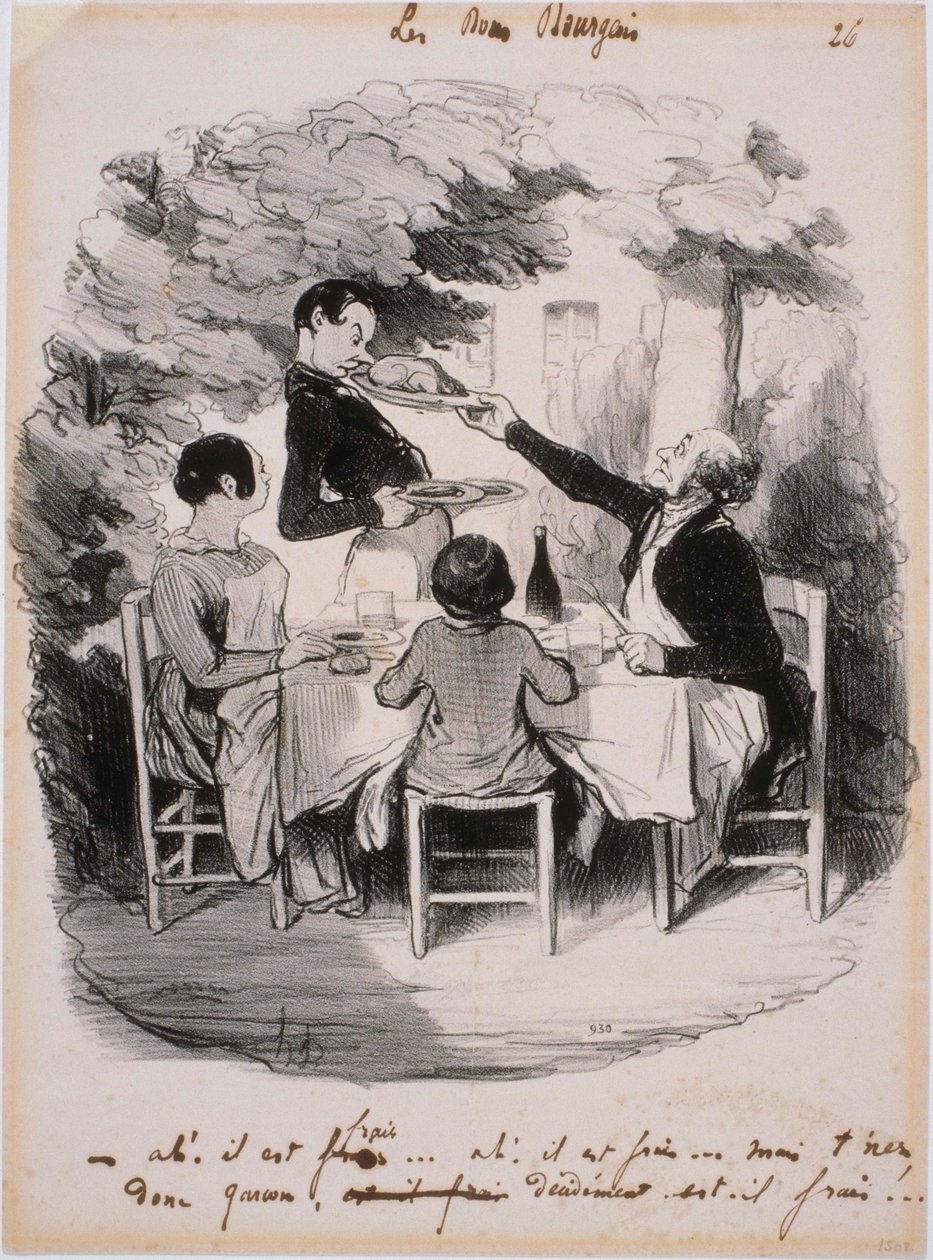 Die guten Bürger: Ah! Es ist frisch... Aber halt, Junge von Honoré Daumier