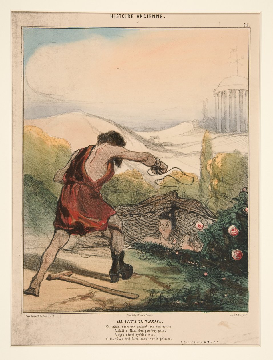 Die Netze des Vulkan. Dieser böse Schlosser, der wusste, dass seine Frau...aus Histoire Ancienne von Honoré Daumier