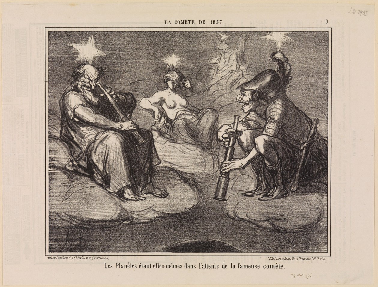 Die Planeten selbst warten auf den berühmten Kometen (Der Komet von 1857, Blatt 9) von Honoré Daumier