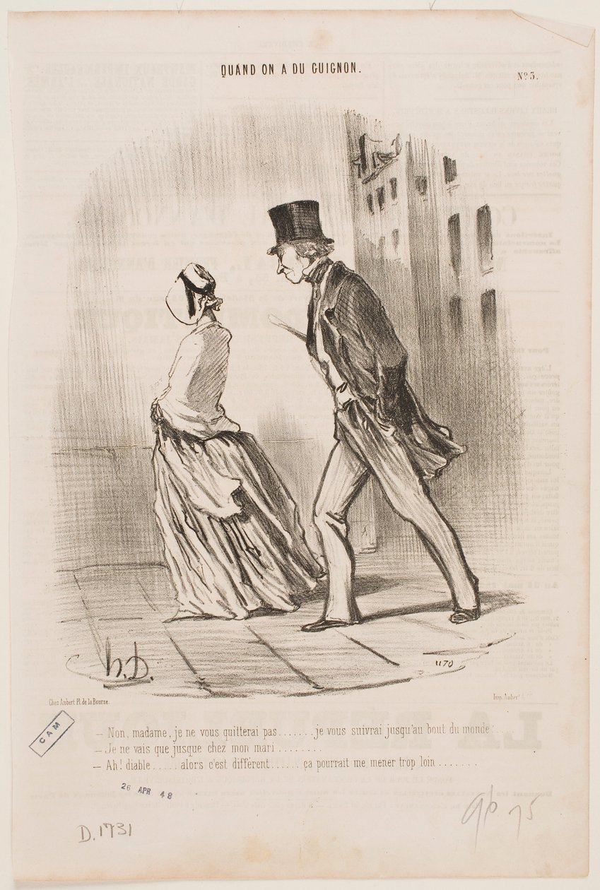 Nein, Madame, ich werde Sie nicht aufgeben... Ich werde Ihnen bis ans Ende der Welt folgen... von Honoré Daumier