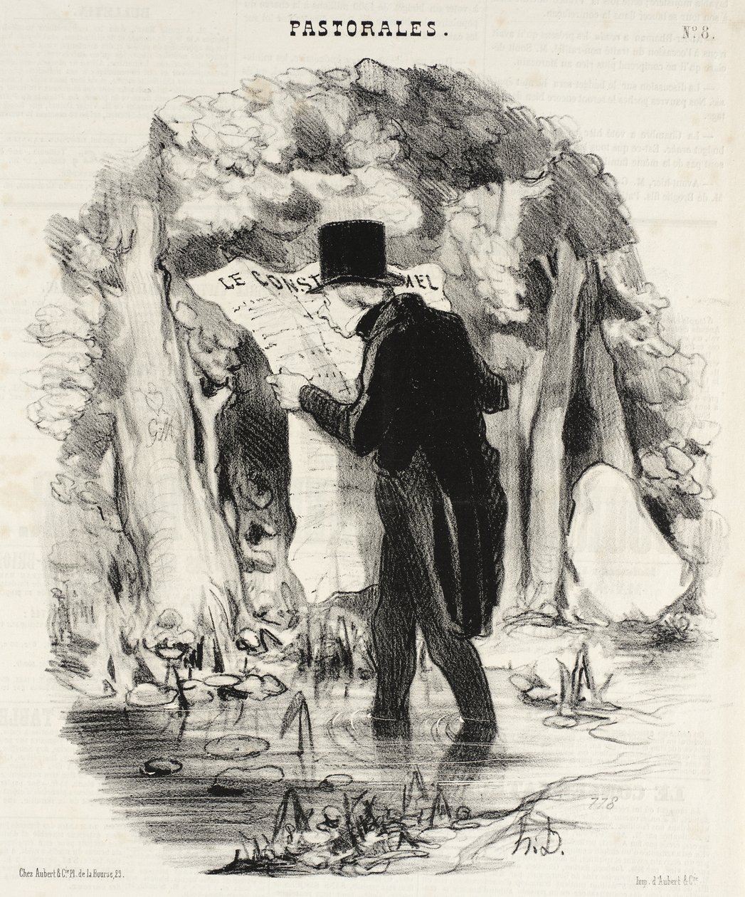 Wohin das Lesen des Constitutionnel führen kann! von Honoré Daumier