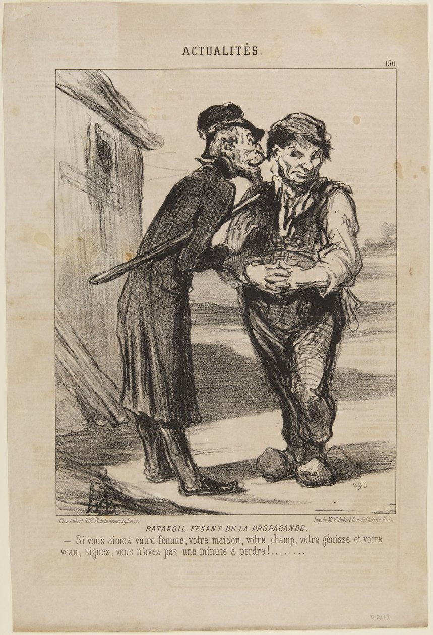 Ratapoil macht Propaganda, Nummer 150 aus der Serie Actualités von Le Charivari von Honoré Daumier