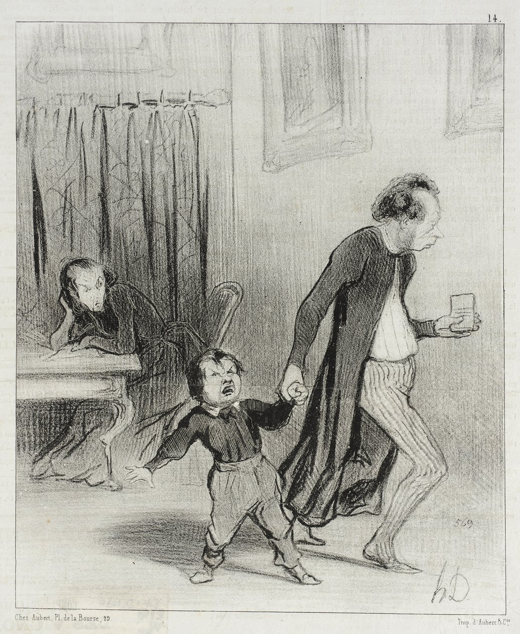 Satáne, lärmendes Kind, geh!... lass mich in Ruhe meine Ode komponieren... von Honoré Daumier