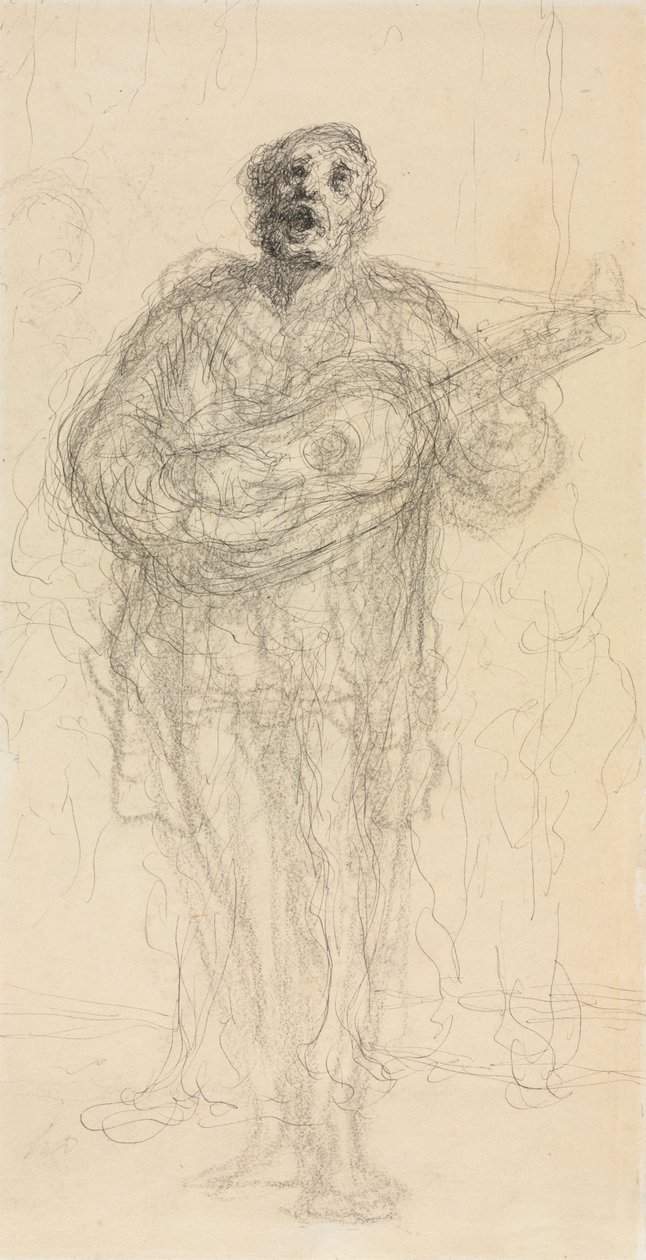 Singender Gitarrist (recto) von Honoré Daumier