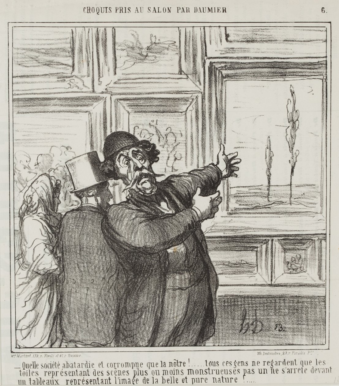 Skizze im Salon von Daumier, Nr. 6: Schaut nur, in was für einer degenerierten und korrupten Welt wir leben... von Honoré Daumier