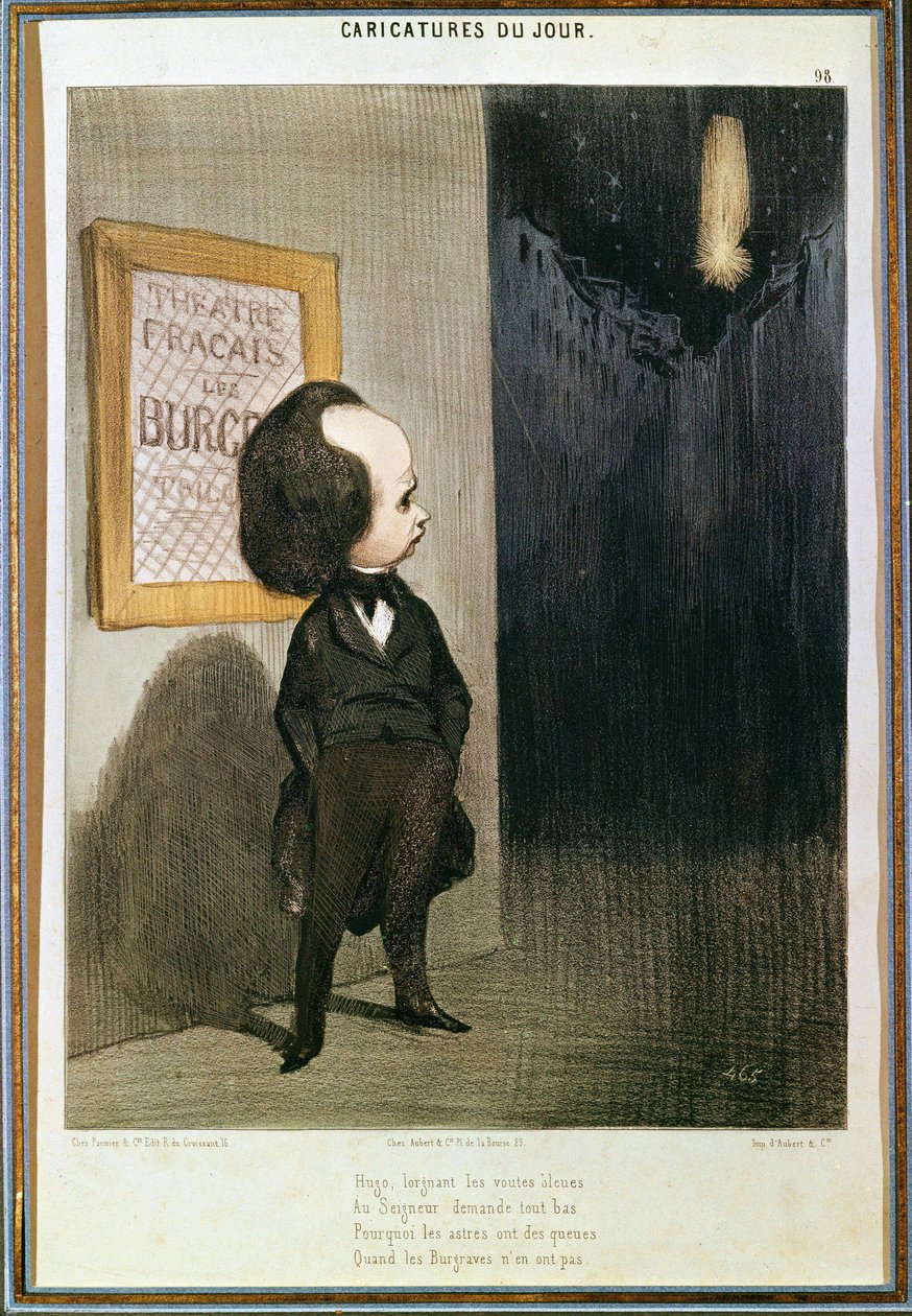 Das Scheitern von Victor Hugos „Les Burgraves“ (1802 - 1885) im Jahr 1843. Karikatur von Honoré Daumier (1808 - 1879). Paris, Victor-Hugo-Museum. von Honoré Daumier