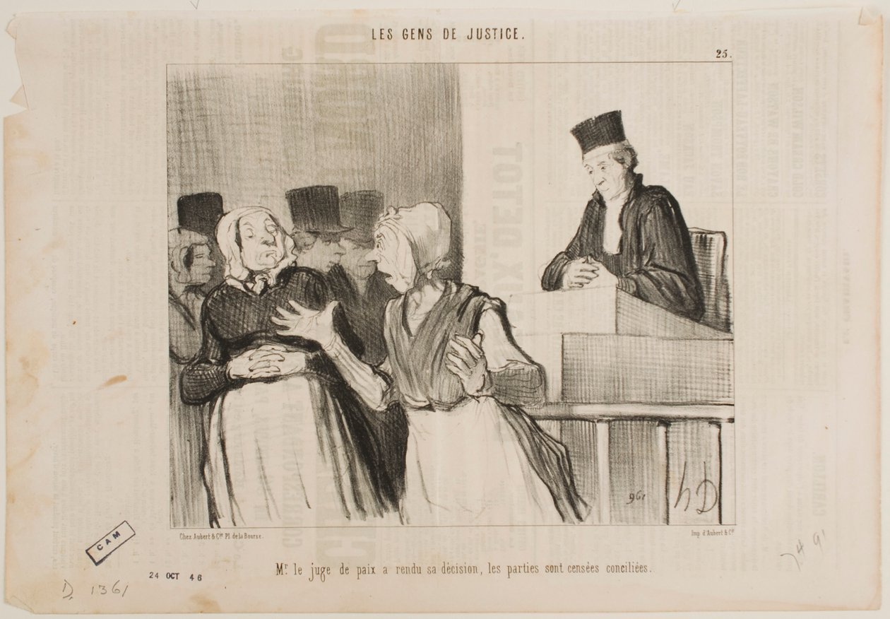 Der Richter des Schlichtungsgerichts hat sein Urteil gefällt... alle Parteien sollen sich versöhnen. von Honoré Daumier