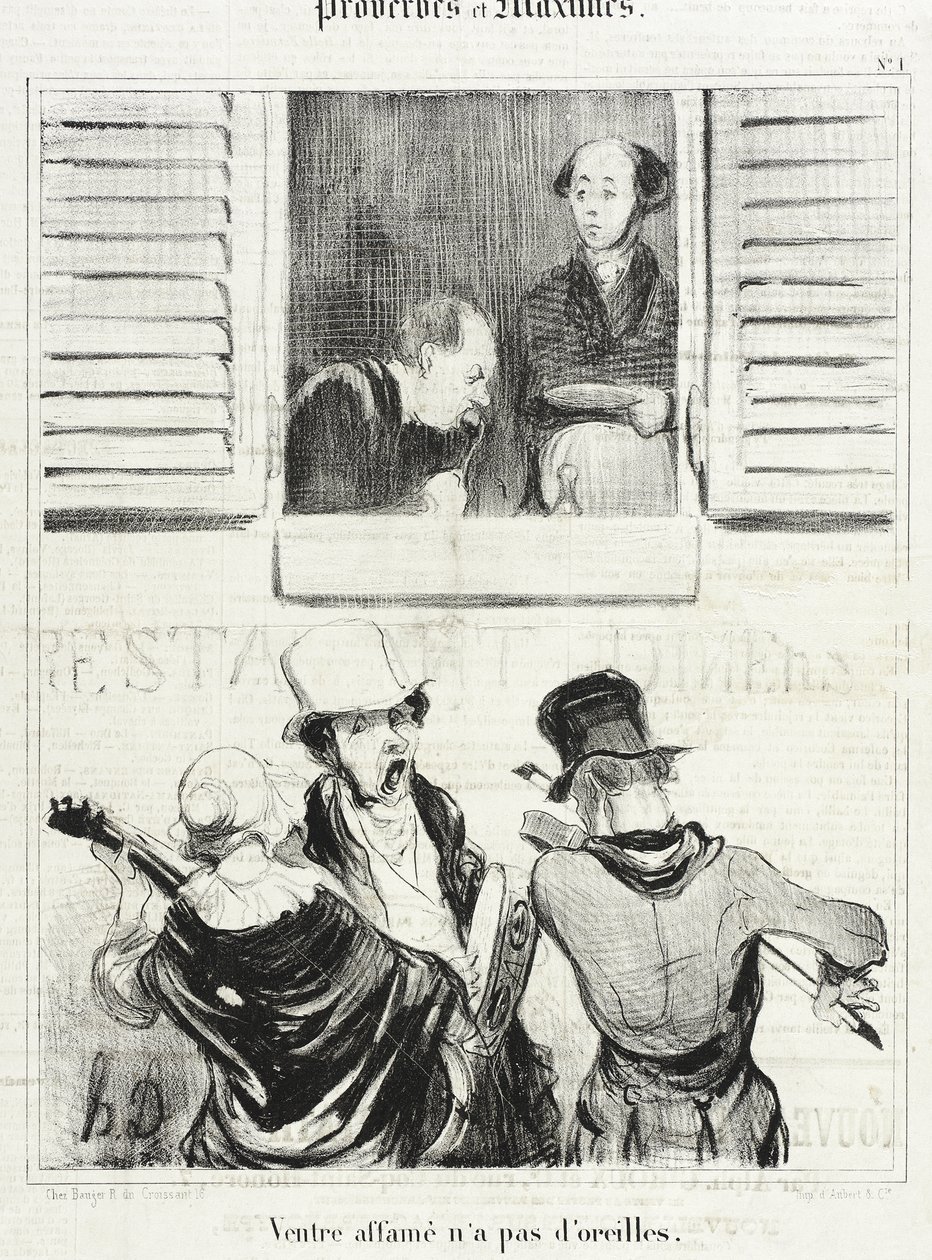 Ein hungriger Bauch hat keine Ohren von Honoré Daumier