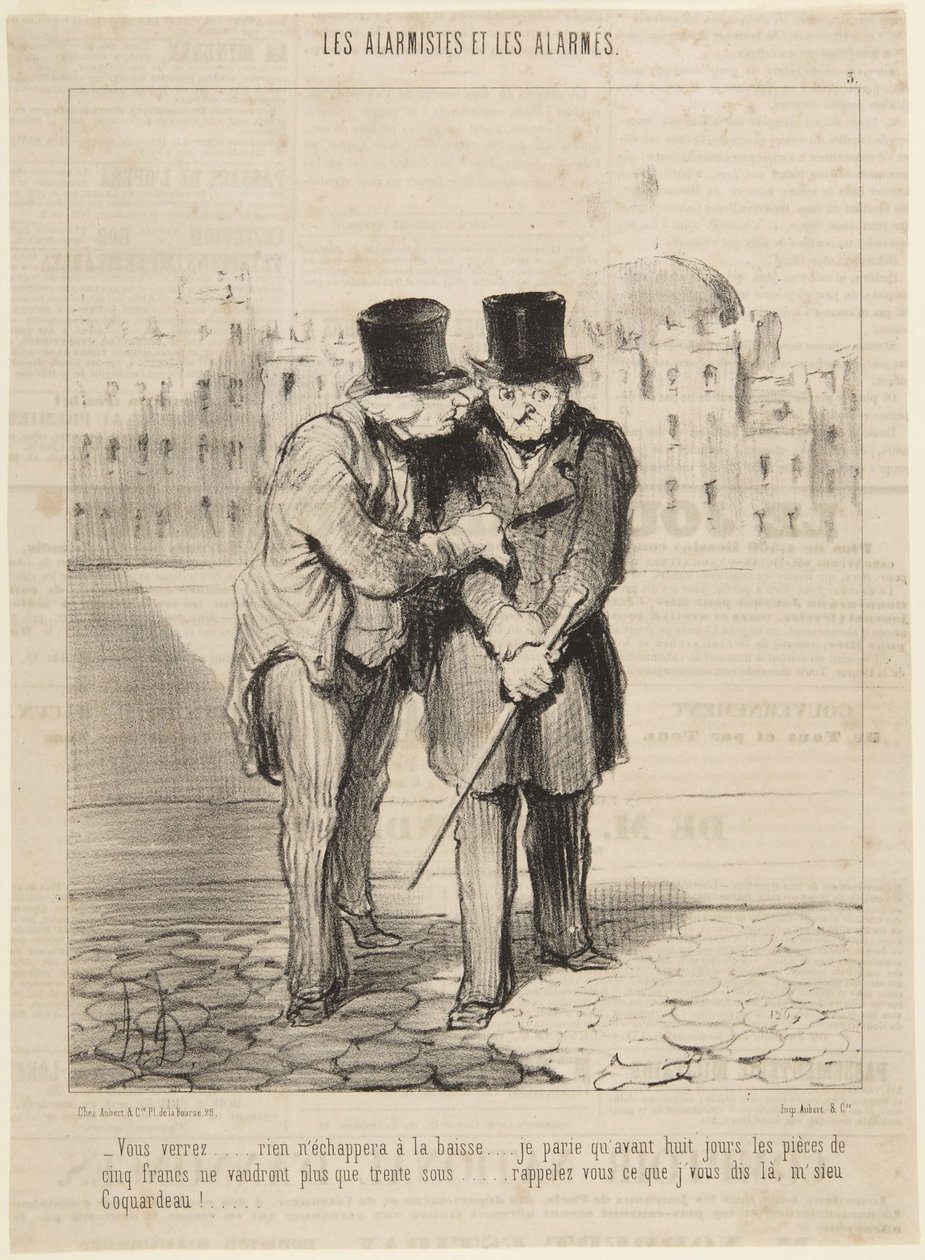 Sie werden sehen... nichts wird dem Rückgang entkommen..., Nummer 3 aus der Serie Les Alarmistes et les Alarmés aus Le Charivari von Honoré Daumier