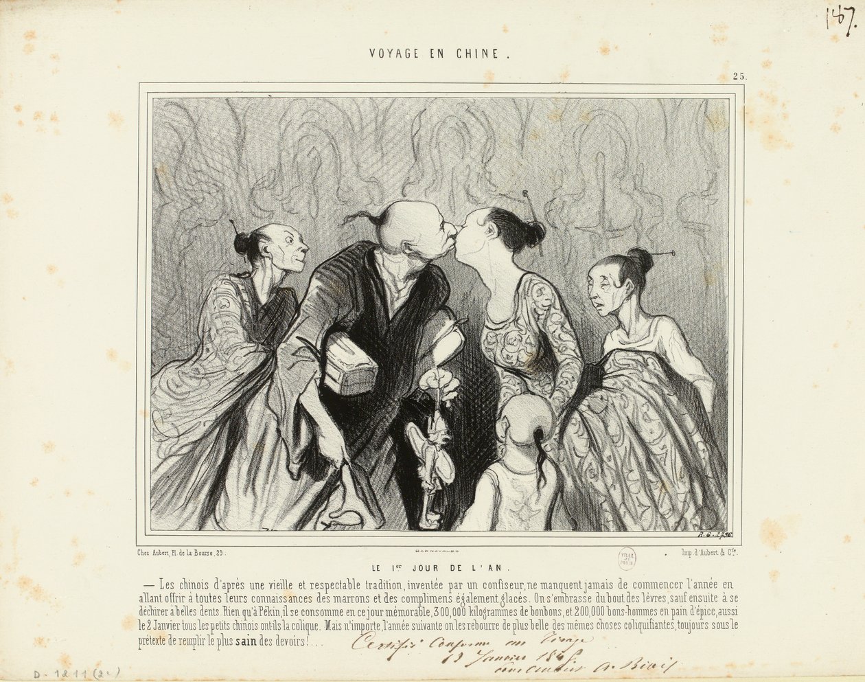Reise nach China Nr. 25: Der 1. Neujahrstag. - Die Chinesen nach einer alten und respektablen Tradition... von Honoré Daumier