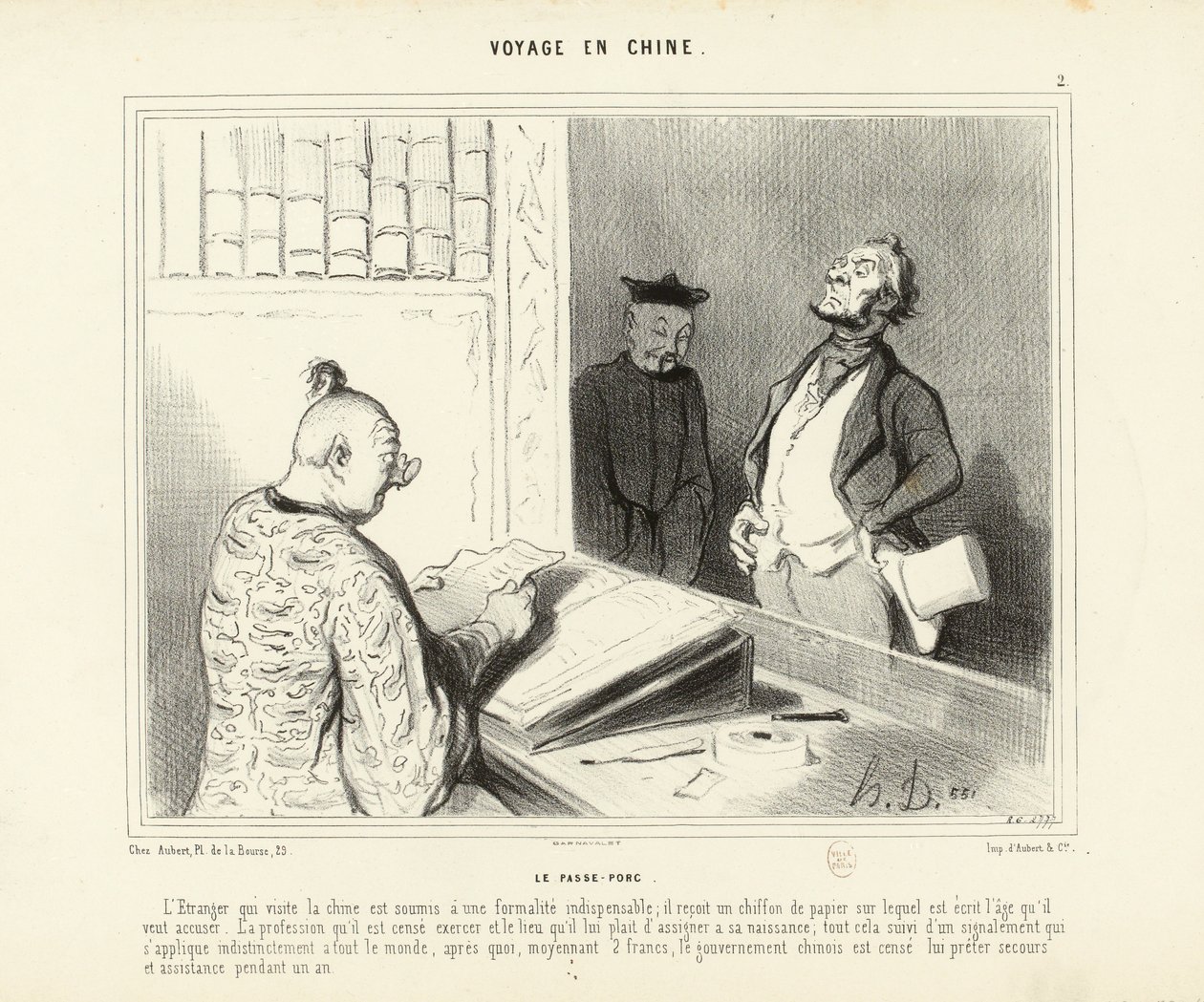 Reise nach China Nr. 2: Der Schweinepass. Der Fremde, der China besucht... von Honoré Daumier