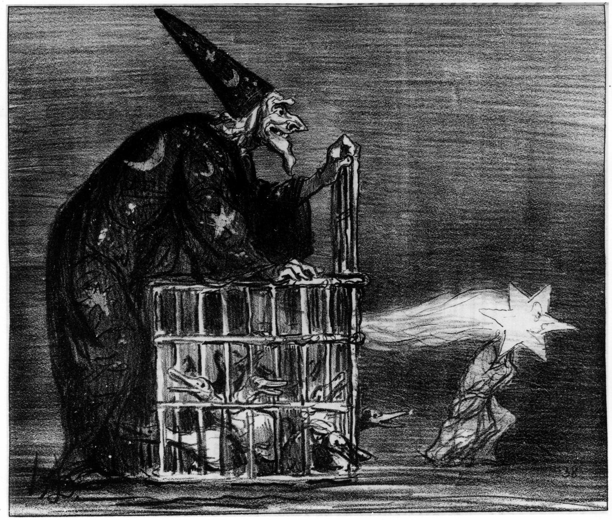 Hexe, die den Kometen darstellt, Karikatur von Honoré Daumier (1808-1879) von Honoré Daumier