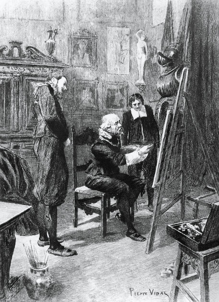 Illustration von Pierre Vidal für Das unbekannte Meisterwerk von Honore de Balzac