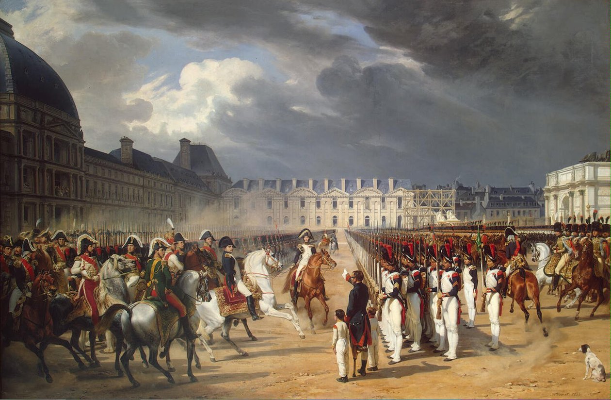 Invaliden überreichen Napoleon eine Petition bei der Parade im Hof des Tuilerienpalastes von Emile Jean Horace Vernet