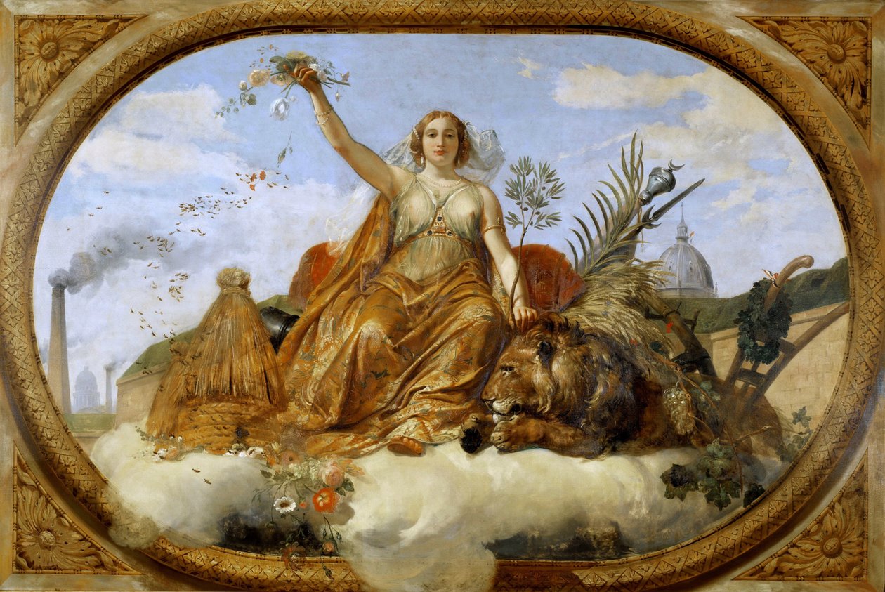 Friedensdecke, Gemälde im Salle des Pas perdus, 1839-1847 von Emile Jean Horace Vernet
