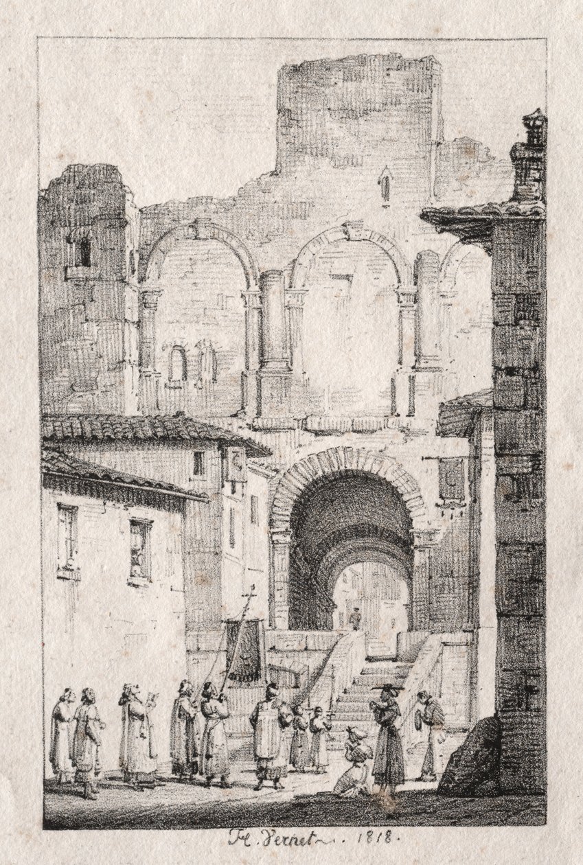 Prozession in Arles von Emile Jean Horace Vernet