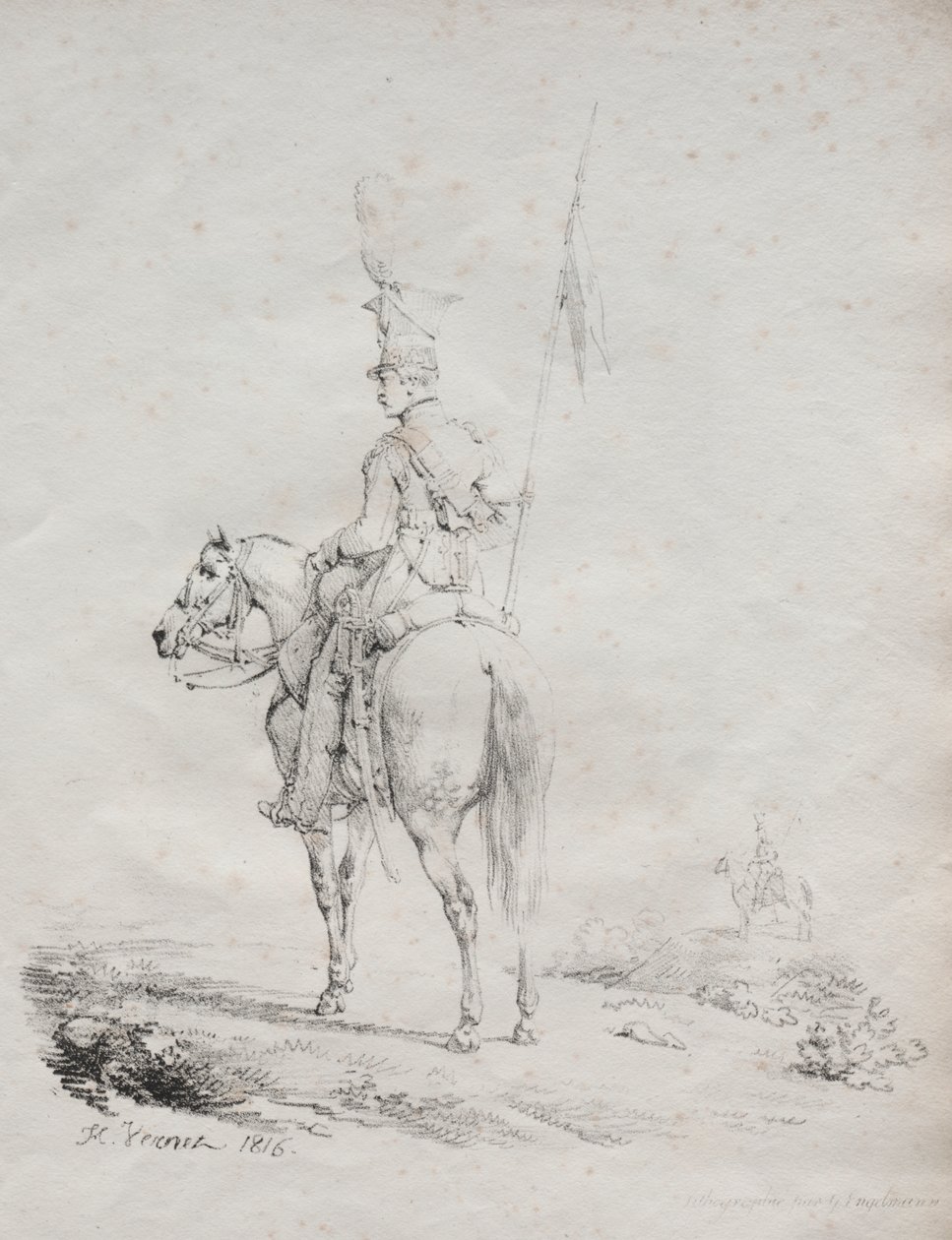 Sammlung lithografischer Versuche: Der Lanzenträger auf Wache von Emile Jean Horace Vernet
