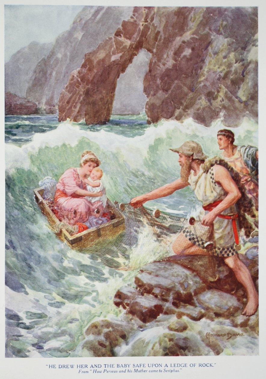 Er zog sie und das Baby sicher auf einen Felsvorsprung von Howard Davie