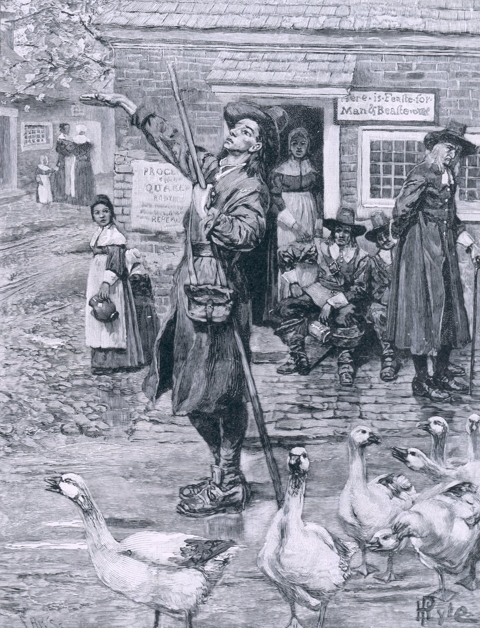 Ein Quäker-Prediger in Neuengland, Illustration aus 