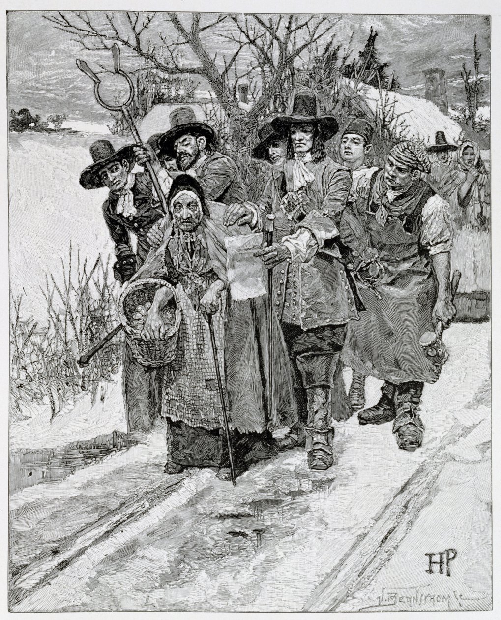 Verhaftung einer Hexe, graviert von J. Bernstrom, Illustration aus 