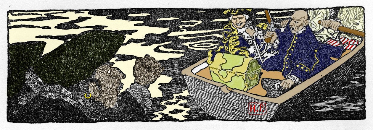 Der Pirat Jack Ballister. „Die Geschichte von Jack Ballisters Schicksalen“ in „Buch der Piraten, Freibeuter und Marooner des spanischen Hauptes“, illustriert von Howard Pyle von Howard Pyle