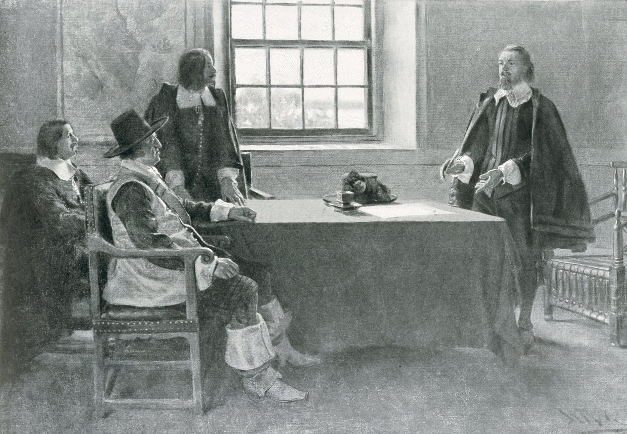 Sir William Berkeley ergibt sich den Kommissaren des Commonwealth, Illustration aus 