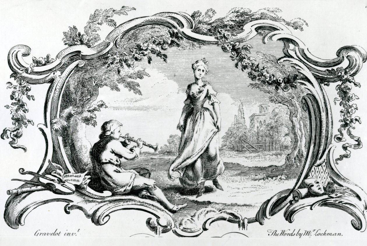 Flötenspieler und Frau von Hubert Francois Gravelot
