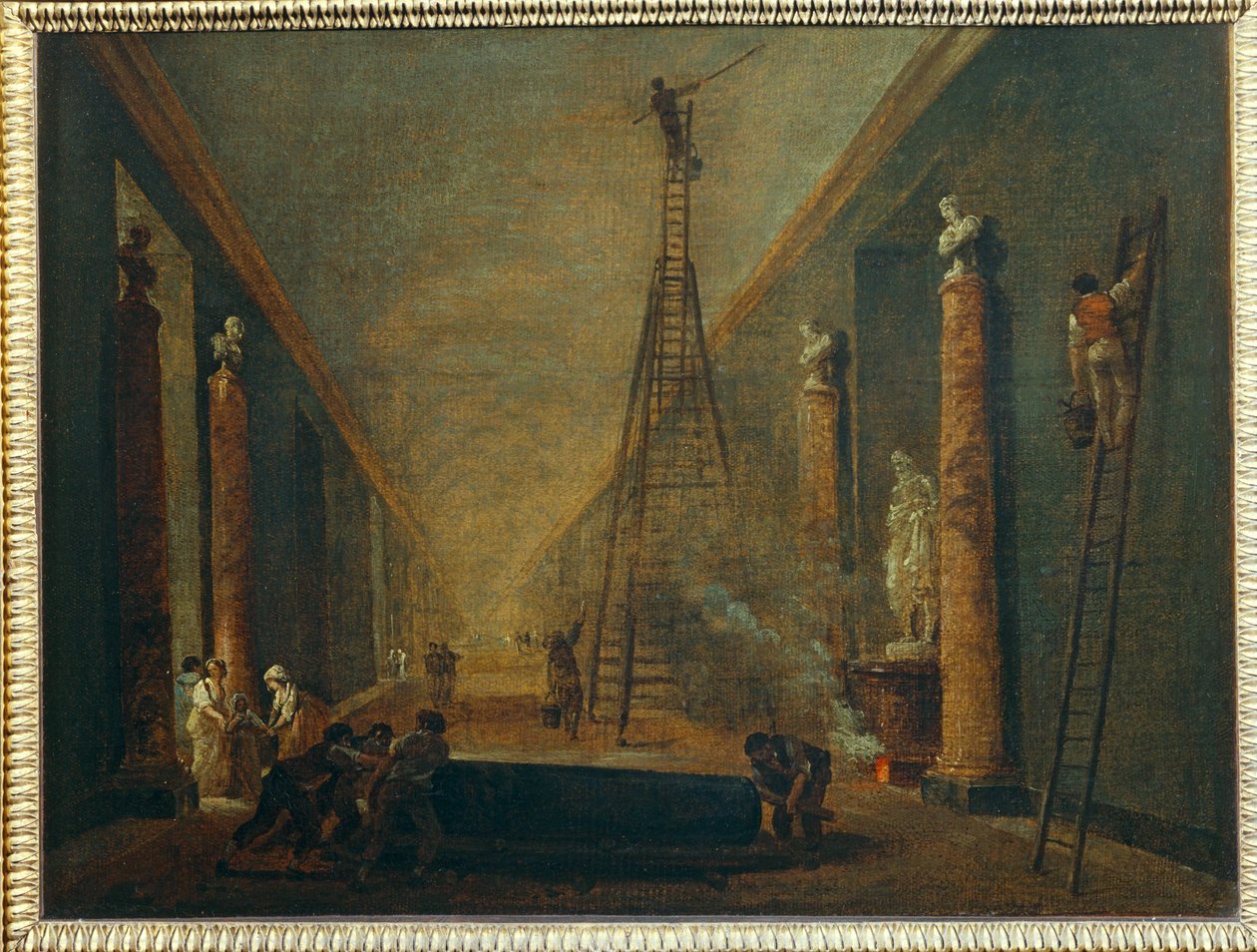 Die Große Galerie während der Restaurierung von Hubert (circle of) Robert