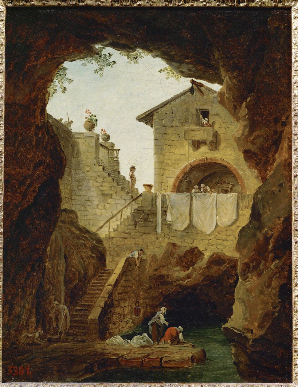 Waschfrauen. Der Brunnen in der Grotte von Hubert (circle of) Robert