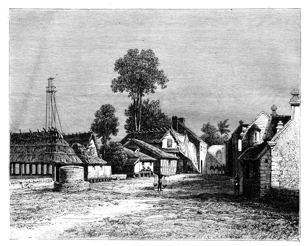 Eine Straße von Macassar, Celebes, Indonesien, 19. Jahrhundert von Hubert Clerget
