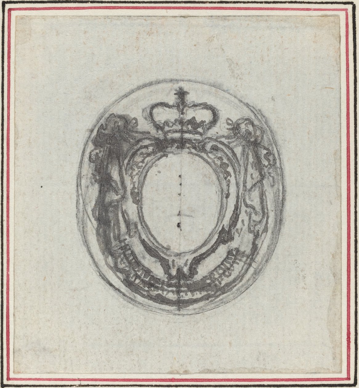 Wappen-Kartusche mit Krone und Girlanden von Hubert Francois Gravelot