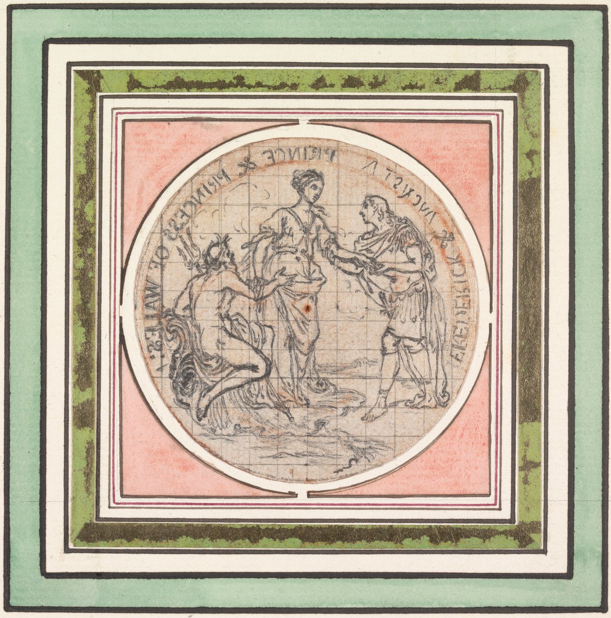 Entwurf für eine Medaille: Frederick und Augusta, Prinz und Prinzessin von Wales von Hubert Francois Gravelot