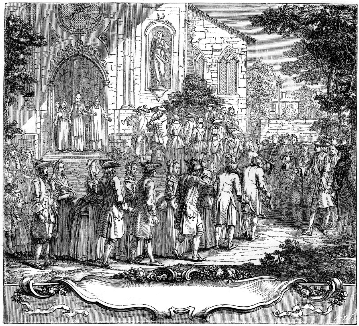 Heirat von zehn armen Mädchen, 1761, 1885 von Hubert Francois Gravelot