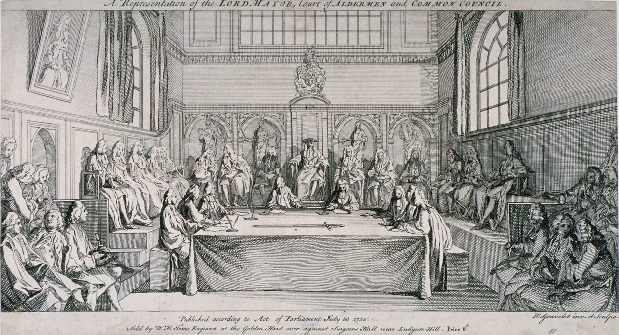 Sitzung im Ratssaal der Guildhall, City of London von Hubert Francois Gravelot