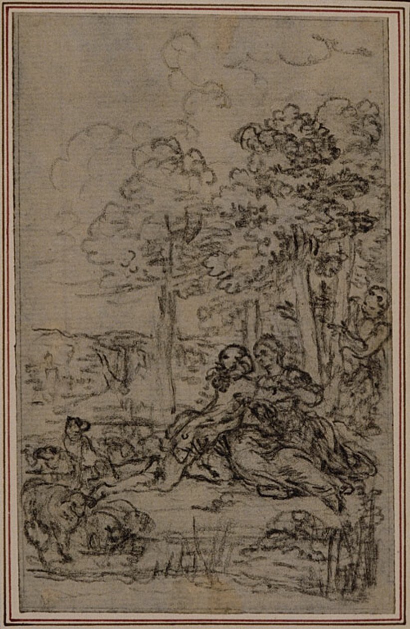 Studie für Vignette in Fontenelles (zugeschrieben) "Les Amours de Mirtil", Canto IV von Hubert Francois Gravelot