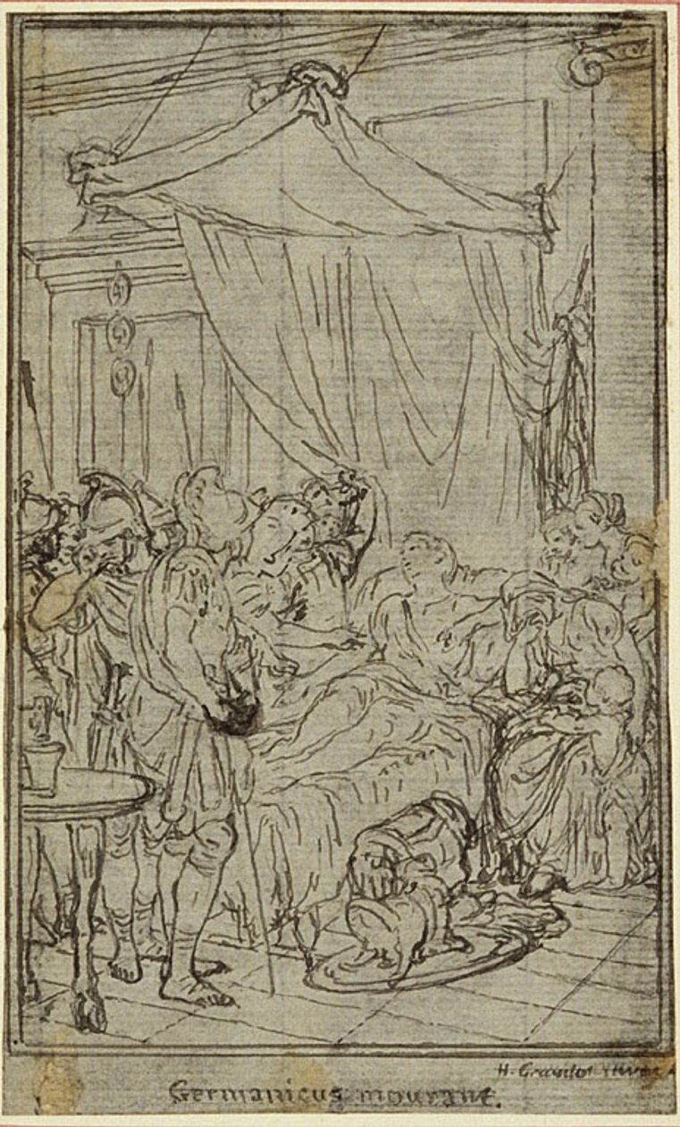 Studie für eine Illustration in Tacitus "Tibère, ou Les Six Premiers Livres des Annales" Buch II, Bd. 1 von Hubert Francois Gravelot