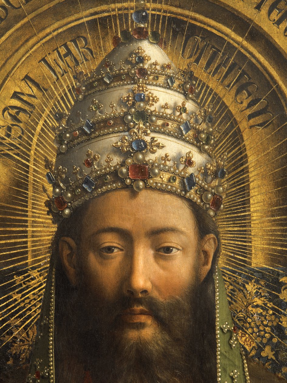 Detail von Gott dem Vater, zentrale Tafel des Genter Altars (Detail) von Hubert & Jan van (1390 1441) Eyck