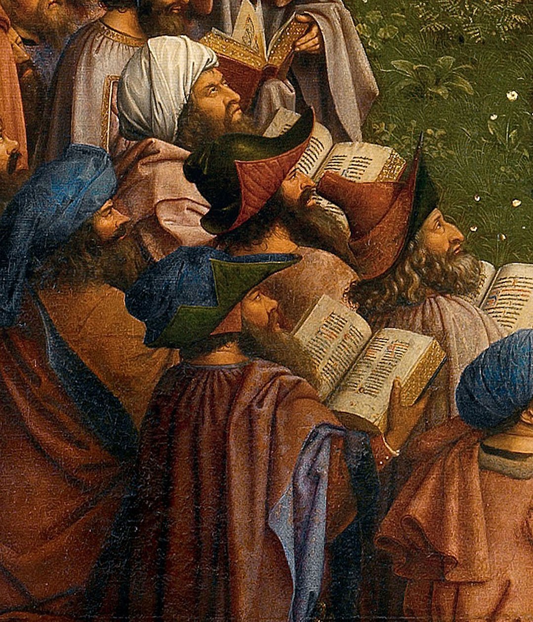 Detail der Anbetung des mystischen Lammes, untere Hälfte des zentralen Panels des Genter Altars von Hubert & Jan van (1390 1441) Eyck