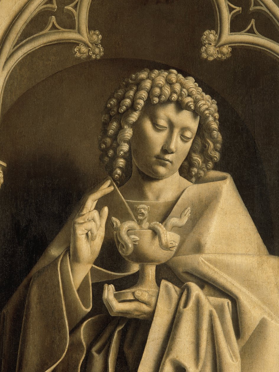 Johannes der Apostel, Detail vom Genter Altar, geschlossen (Detail) von Hubert & Jan van (1390-1441) Eyck