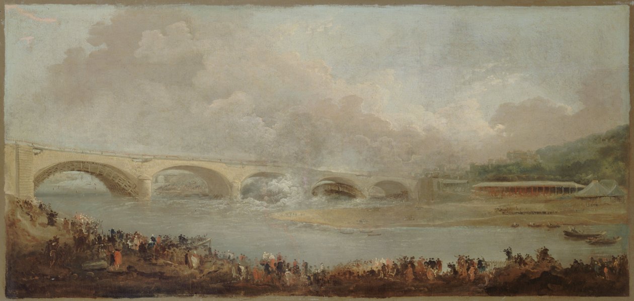 Das Entschalen der Brücke von Neuilly, am 22. September 1772, zwischen 1772 und 1775 von Hubert Robert